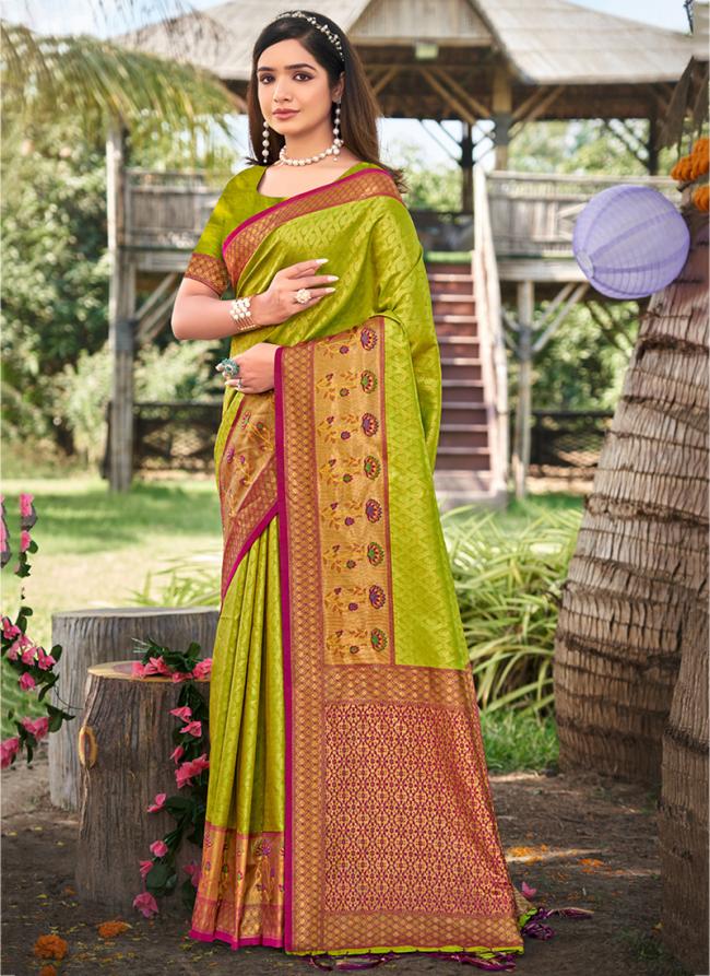 Banarasi Silk Light Green Festival Wear Weaving Saree